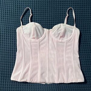 white fox baby pink corset
